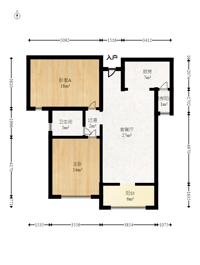 钰龙天下二期（钰龙佳园）  1室2厅1卫   2000.00元/月户型图