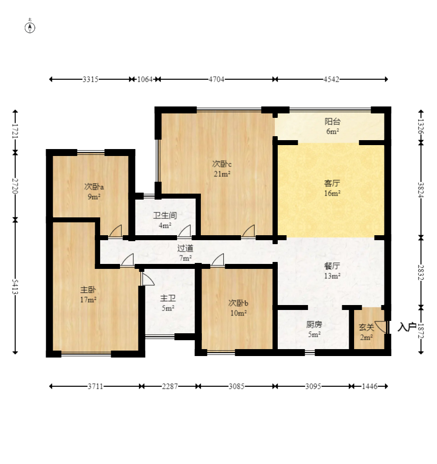 勤诚达新界 4室2厅2卫 800.0元/月 勤诚达新界 4室2厅2卫 800.0元/月户型图