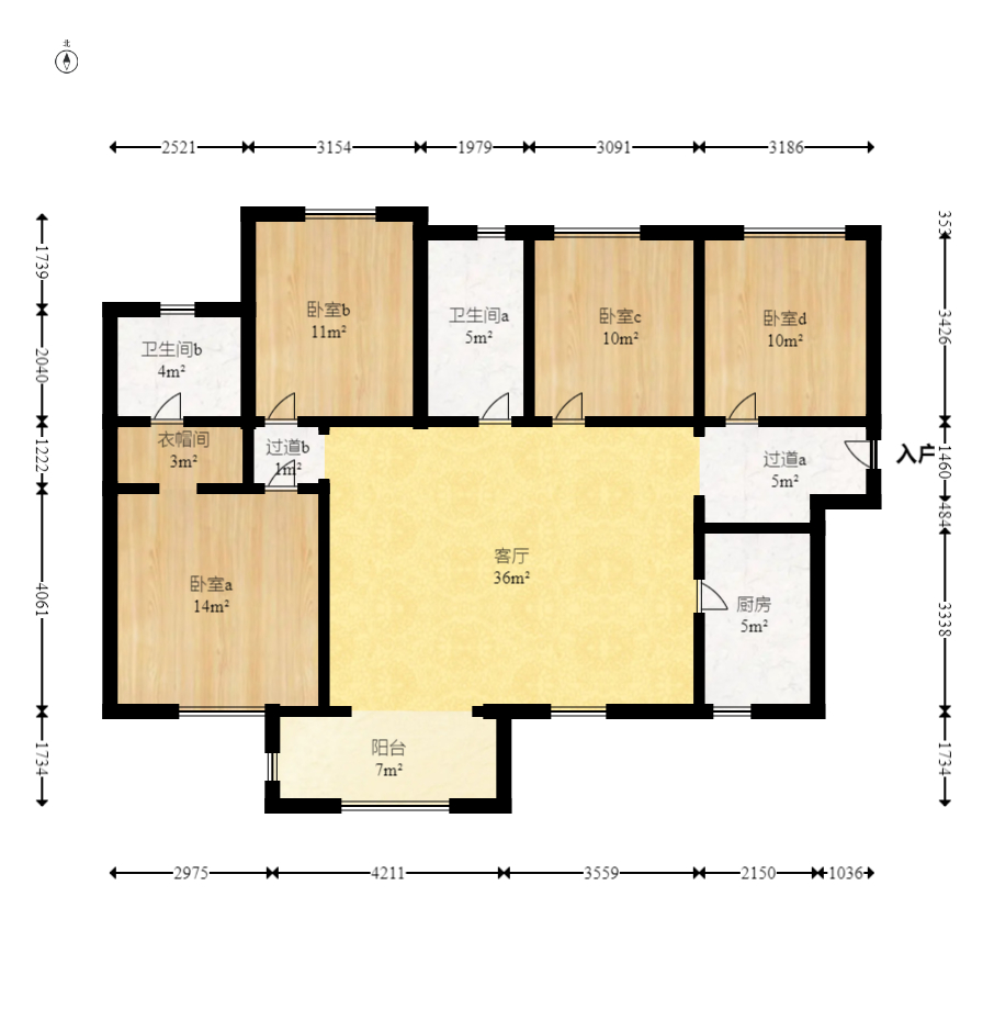 五矿紫湖香醍  4室2厅2卫    2300.0元/月室内图1