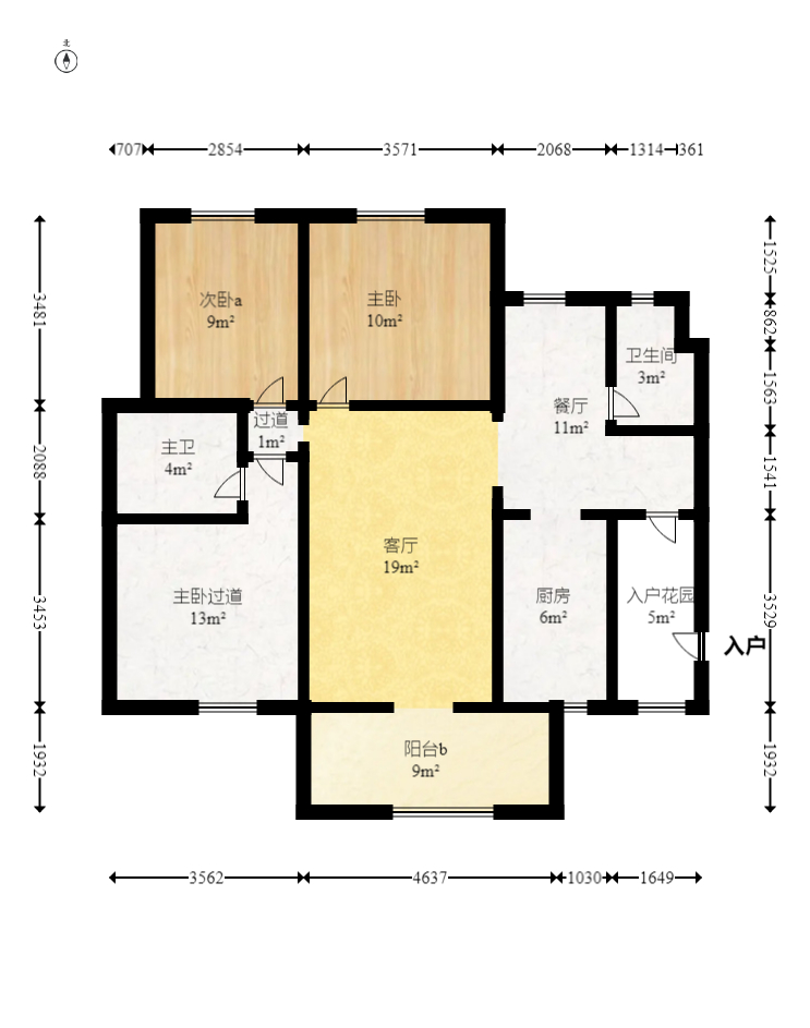 时代倾城一期  3室2厅1卫    2300.0元/月户型图