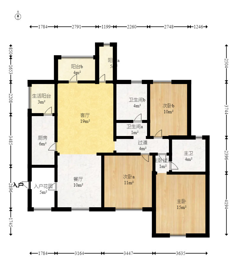 时代倾城一期 3室2厅2卫 2000.0元/月 时代倾城一期 3室2厅2卫 2000.0元/月户型图