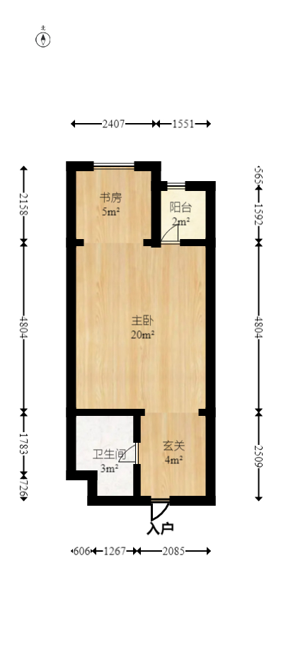 长房时代城 1室0厅1卫 1650.0元/月 长房时代城 1室0厅1卫 1650.0元/月户型图