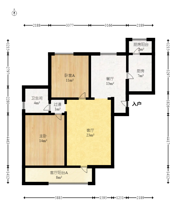 长房时代城 2室2厅1卫 2500.0元/月 长房时代城 2室2厅1卫 2500.0元/月户型图