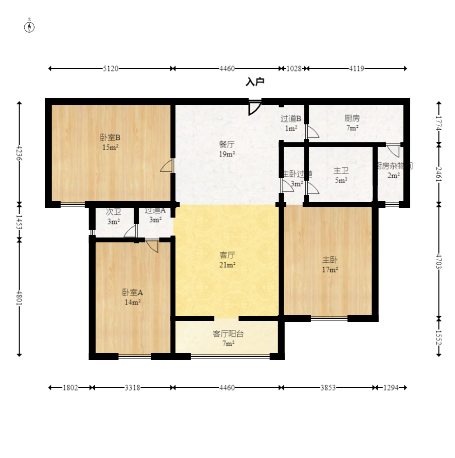 长房时代城 3室2厅2卫 2800.0元/月 长房时代城 3室2厅2卫 2800.0元/月户型图