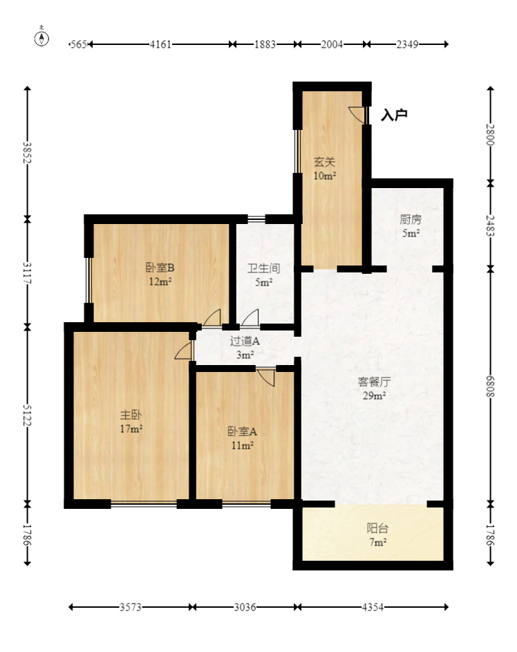长房时代城 2室2厅1卫 2600.0元/月 长房时代城 2室2厅1卫 2600.0元/月户型图
