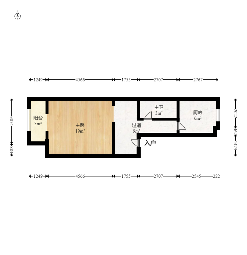 山水湾  1室1厅1卫   1300.00元/月户型图