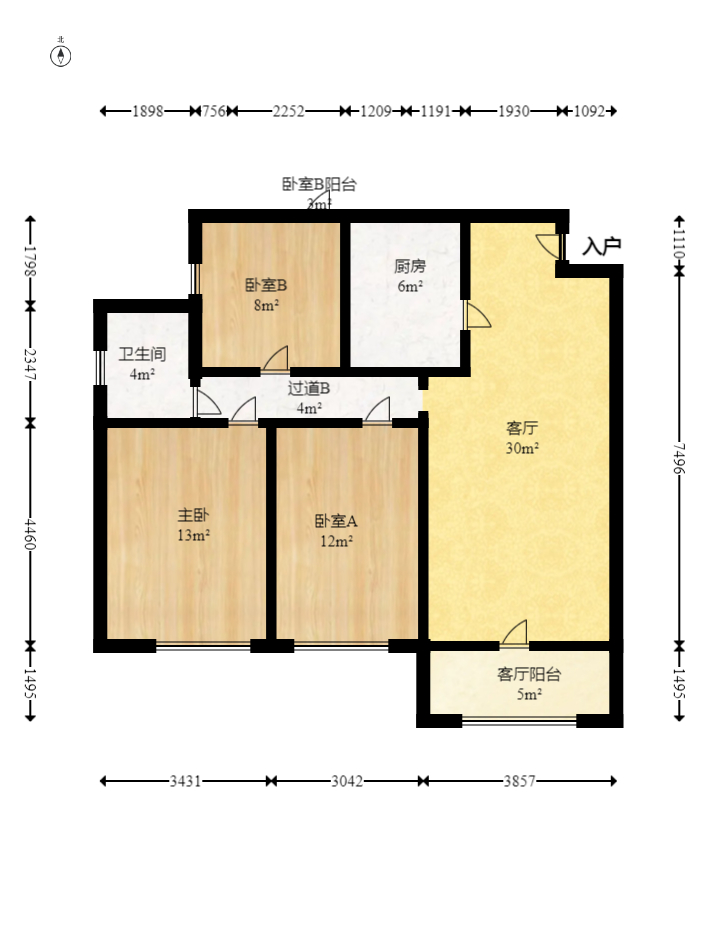 钰龙天下一期 3室2厅1卫 3000.0元/月 钰龙天下一期 3室2厅1卫 3000.0元/月户型图