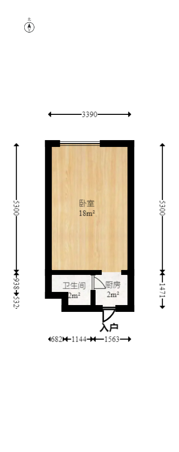 湘熙水郡（观澜海赋家园）  1室1厅1卫   1500.00元/月户型图