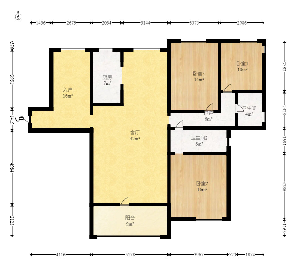 北辰三角洲D3区  3室2厅1卫    3000.0元/月 北辰三角洲D3区  3室2厅1卫    3000.0元/月户型图