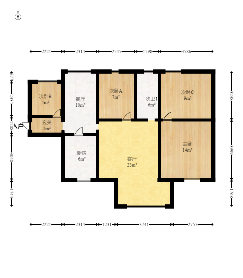 蓝山郡  3室2厅2卫   2500.00元/月户型图