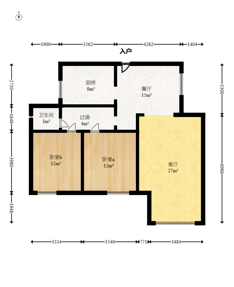 和美星城  2室2厅1卫    1650.0元/月户型图