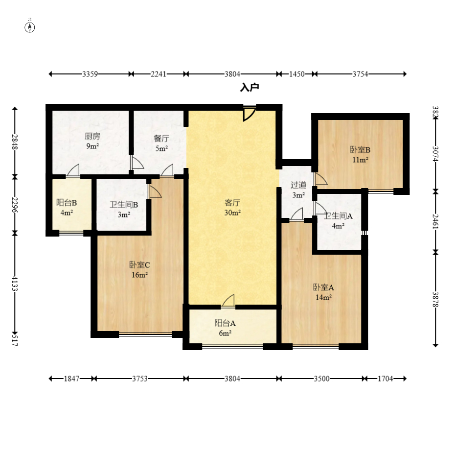 恒大雅苑 3室2厅2卫 2700.0元/月 恒大雅苑 3室2厅2卫 2700.0元/月户型图