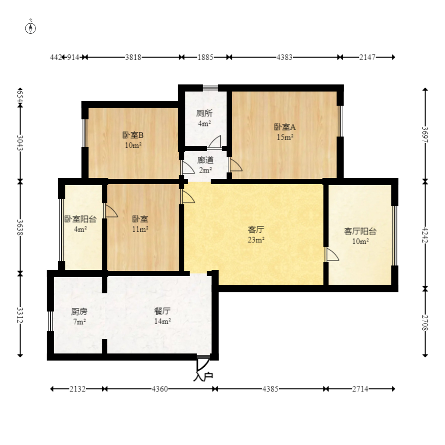 中建麓山和苑 3室2厅1卫 2500.0元/月 中建麓山和苑 3室2厅1卫 2500.0元/月户型图