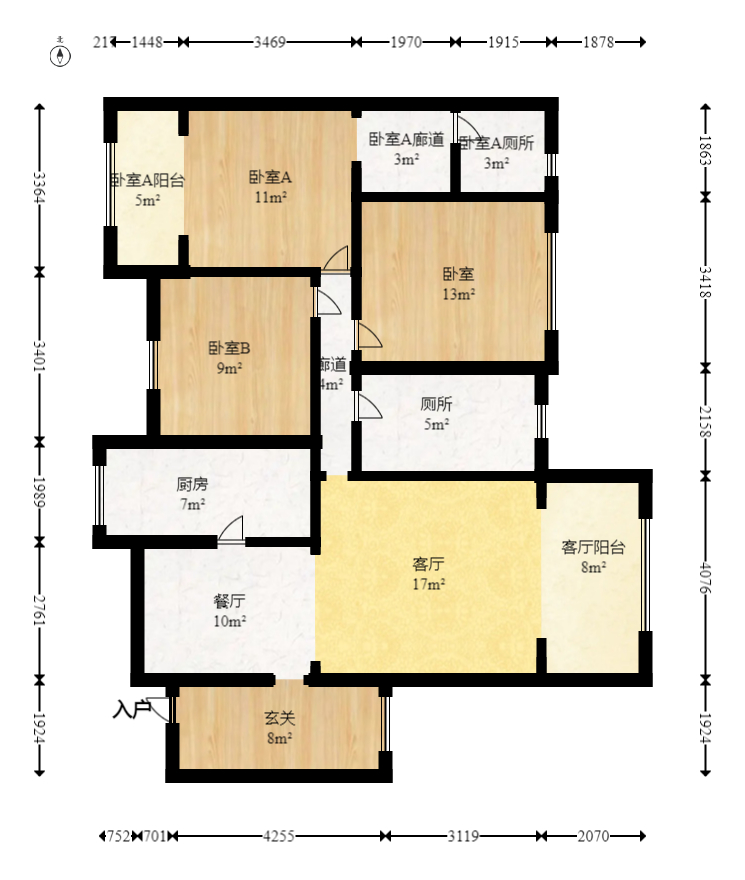 中建麓山和苑 3室2厅2卫 1800.0元/月 中建麓山和苑 3室2厅2卫 1800.0元/月户型图