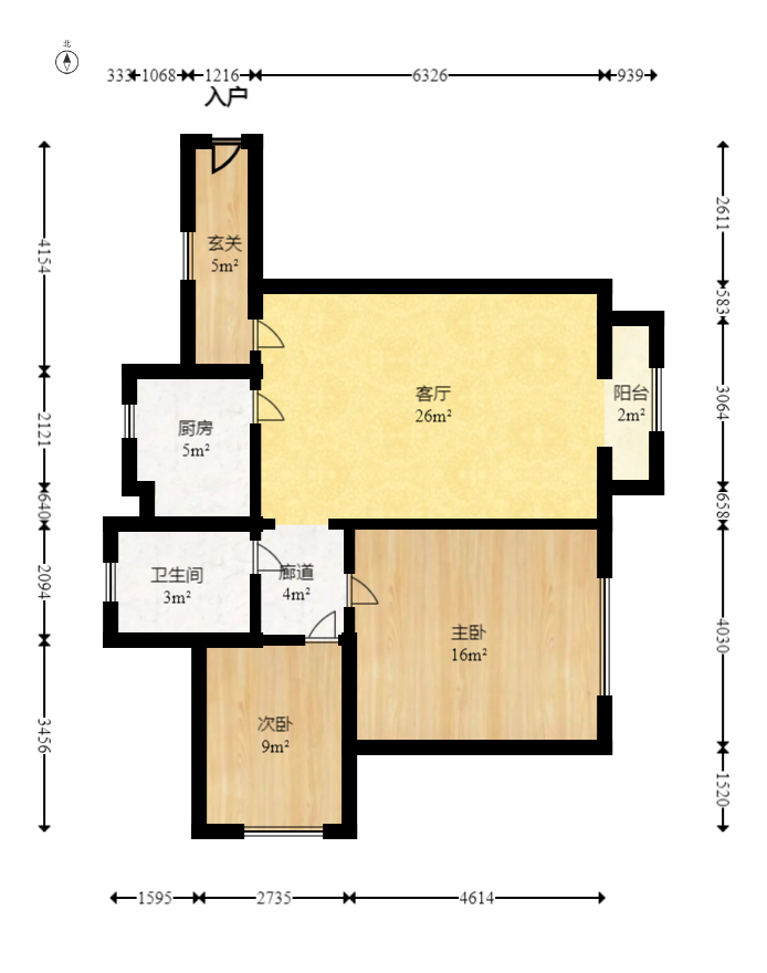 中建麓山和苑  3室2厅1卫   1800.00元/月户型图