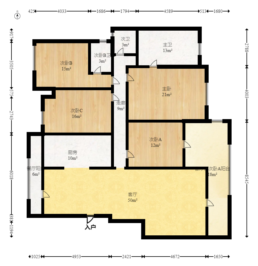 保利花园  4室2厅2卫    2800.0元/月室内图1