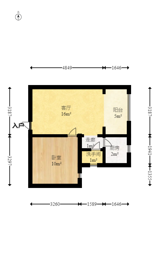 上海城小区  1室1厅1卫    36.8万室内图1