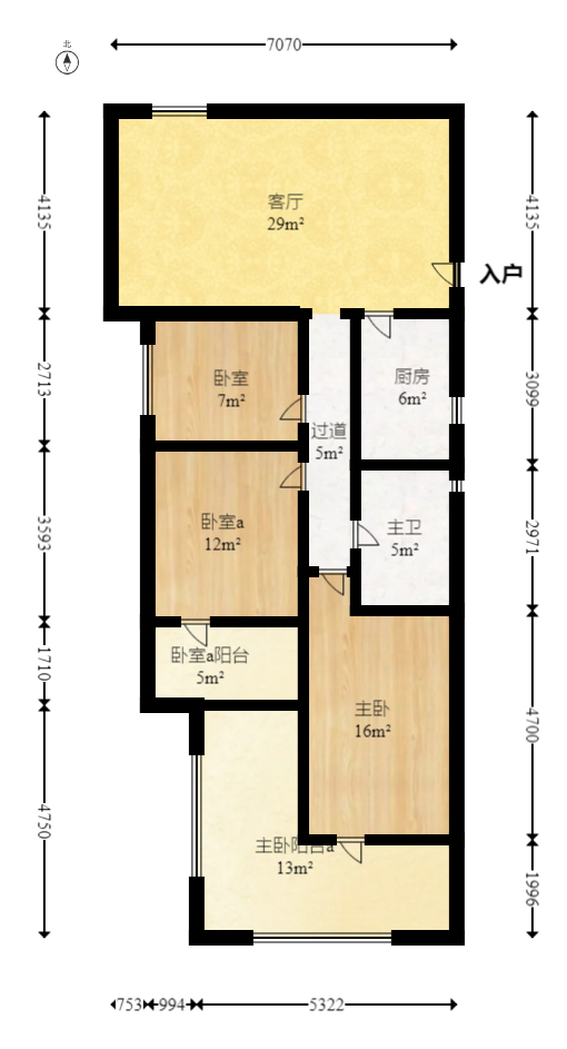 郡原居里  3室2厅1卫   68.00万室内图1