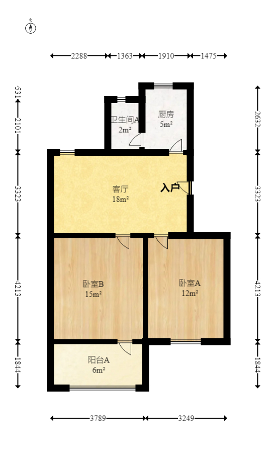 天心丽城  2室2厅1卫   45.00万室内图1