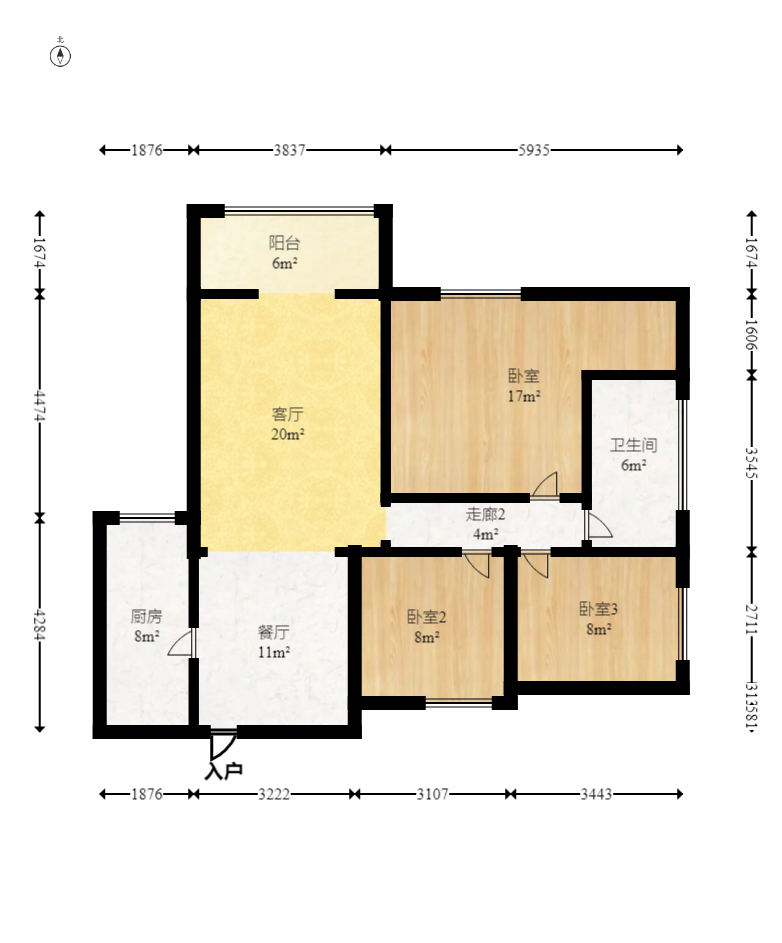 时代星城  3室2厅2卫   77.80万室内图1