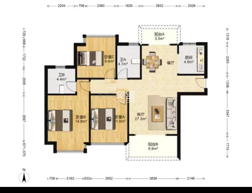 时代新城（翰林府）  3室2厅2卫   42.80万