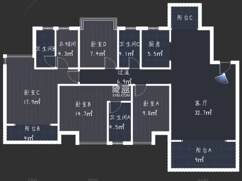 香江豪苑  4室3厅2卫   120.00万