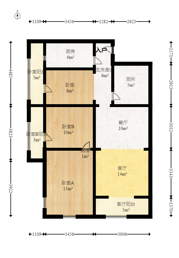 阳光100一期、四五期  3室2厅1卫   85.00万 阳光100一期、四五期  3室2厅1卫   85.00万户型图