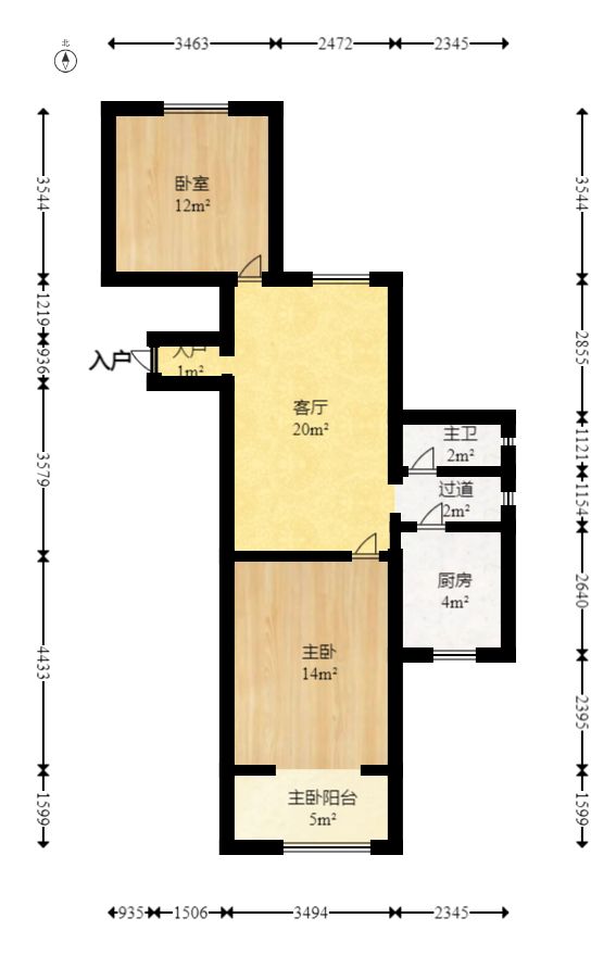 桐荫里社区  2室1厅1卫    55.0万室内图1