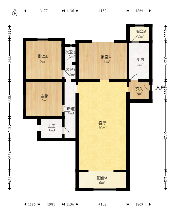 绿地之窗  4室2厅2卫   134.00万室内图1