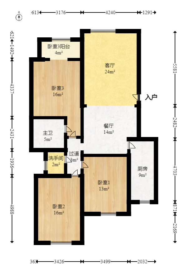 湘江锦绣  3室2厅2卫   121.00万室内图1
