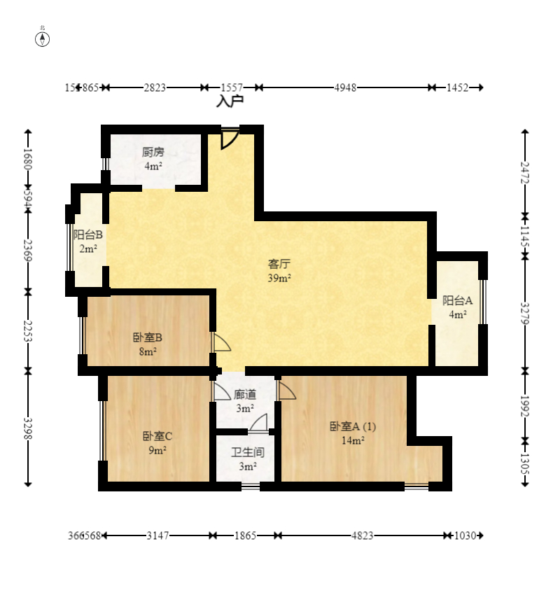 翡翠華庭  3室2廳1衛(wèi)    117.9萬室內(nèi)圖1