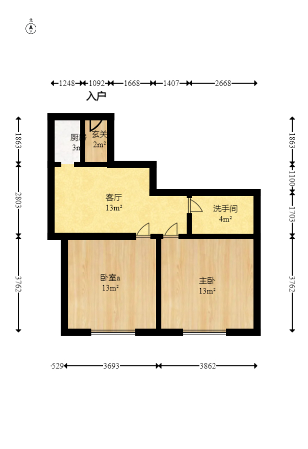 天元涉外景园B区  3室2厅2卫   97.00万室内图1