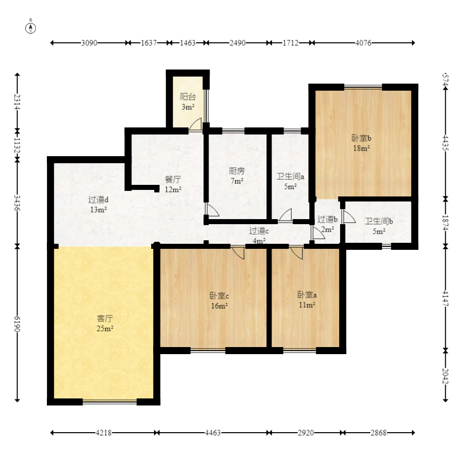 腾泰佳园  3室2厅2卫    89.0万室内图1