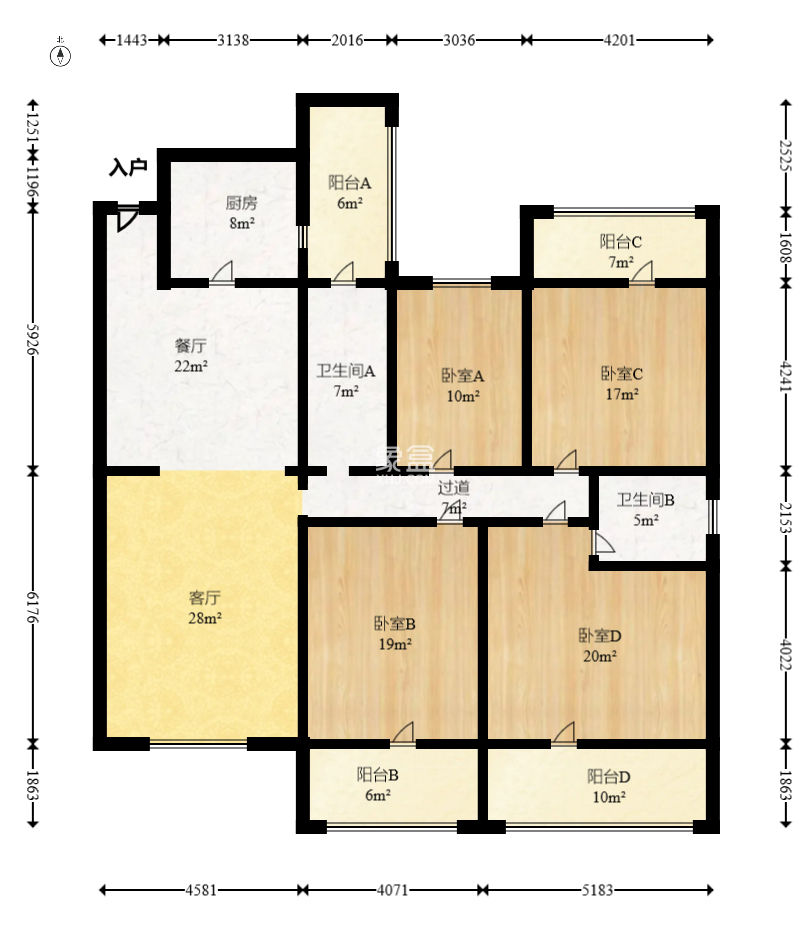 先福村住宅楼（移动公司宿舍）  4室2厅2卫   160.00万