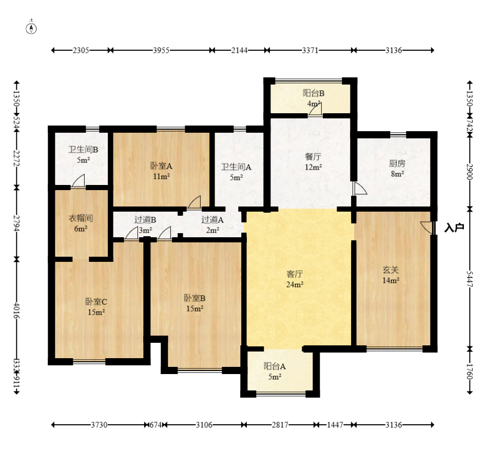 才子佳苑一期/二期  4室2厅2卫   158.00万室内图1