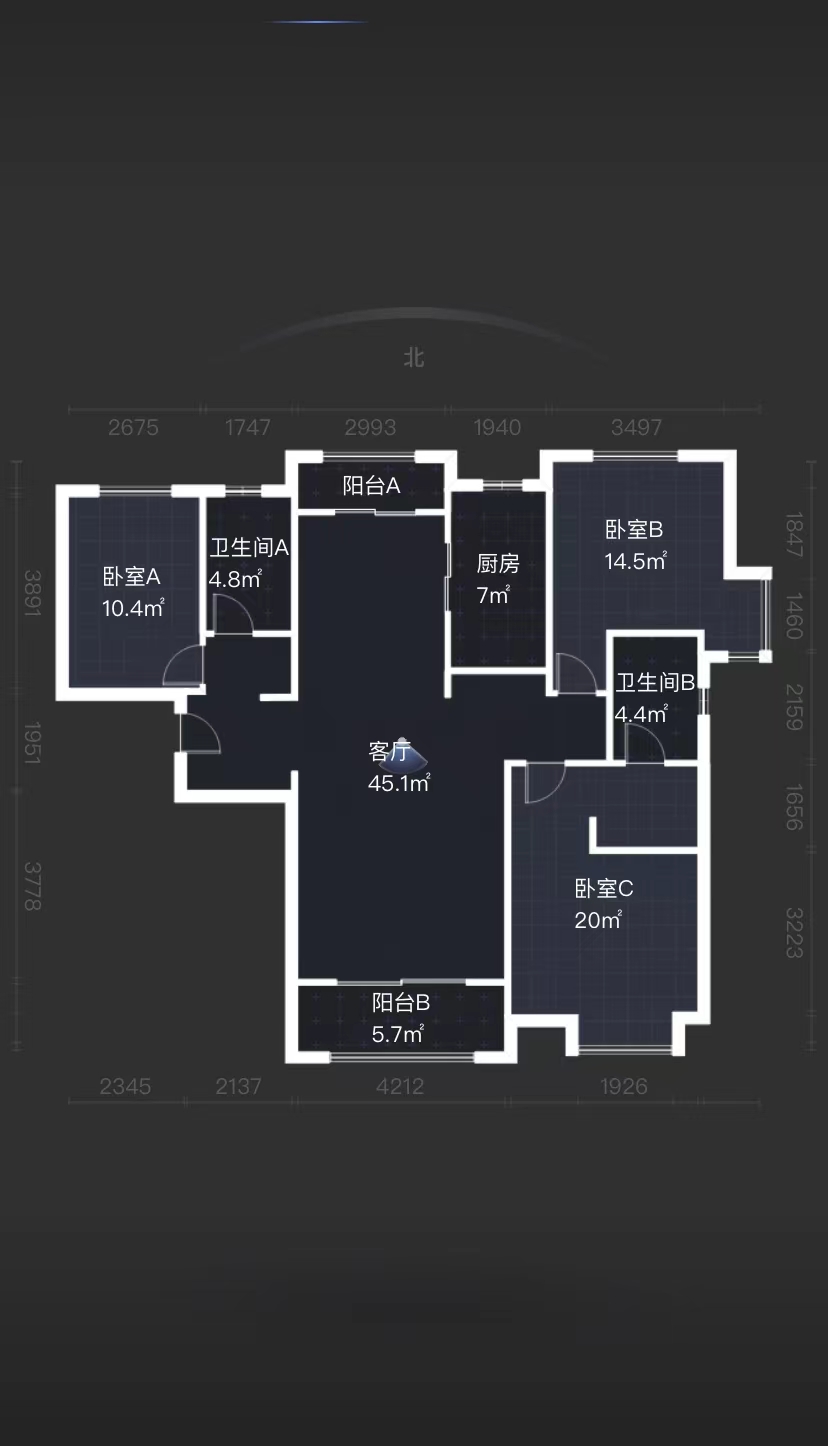 曲江华著中城  3室2厅2卫   360.00万室内图1