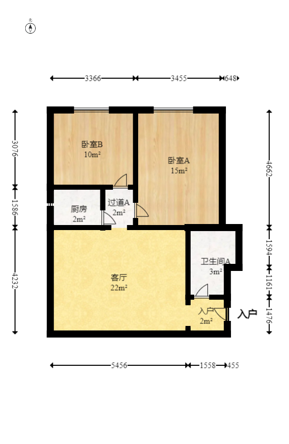 美林美寓  2室1厅1卫    92.4万室内图1