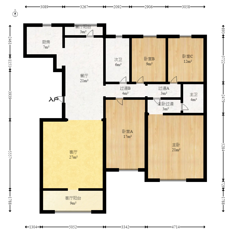 八方小区D区  4室2厅2卫    535.0万室内图1