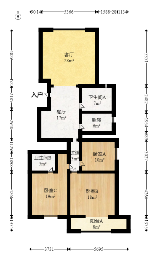 四季阳光花城  4室2厅2卫    203.8万室内图1