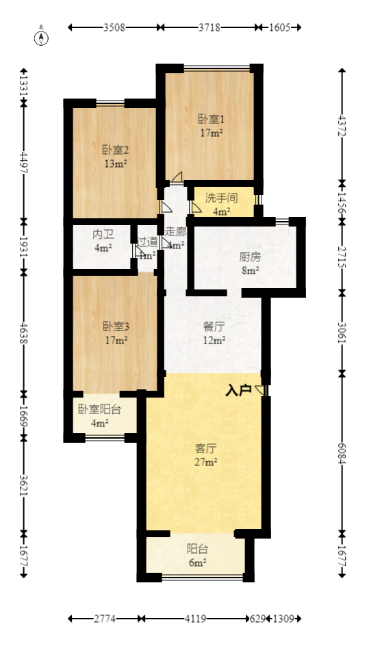 康欣园  3室2厅1卫    119.0万室内图1