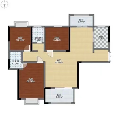 东鼎紫园 3室2厅2卫 75.00万 东鼎紫园 3室2厅2卫 75.00万室内图