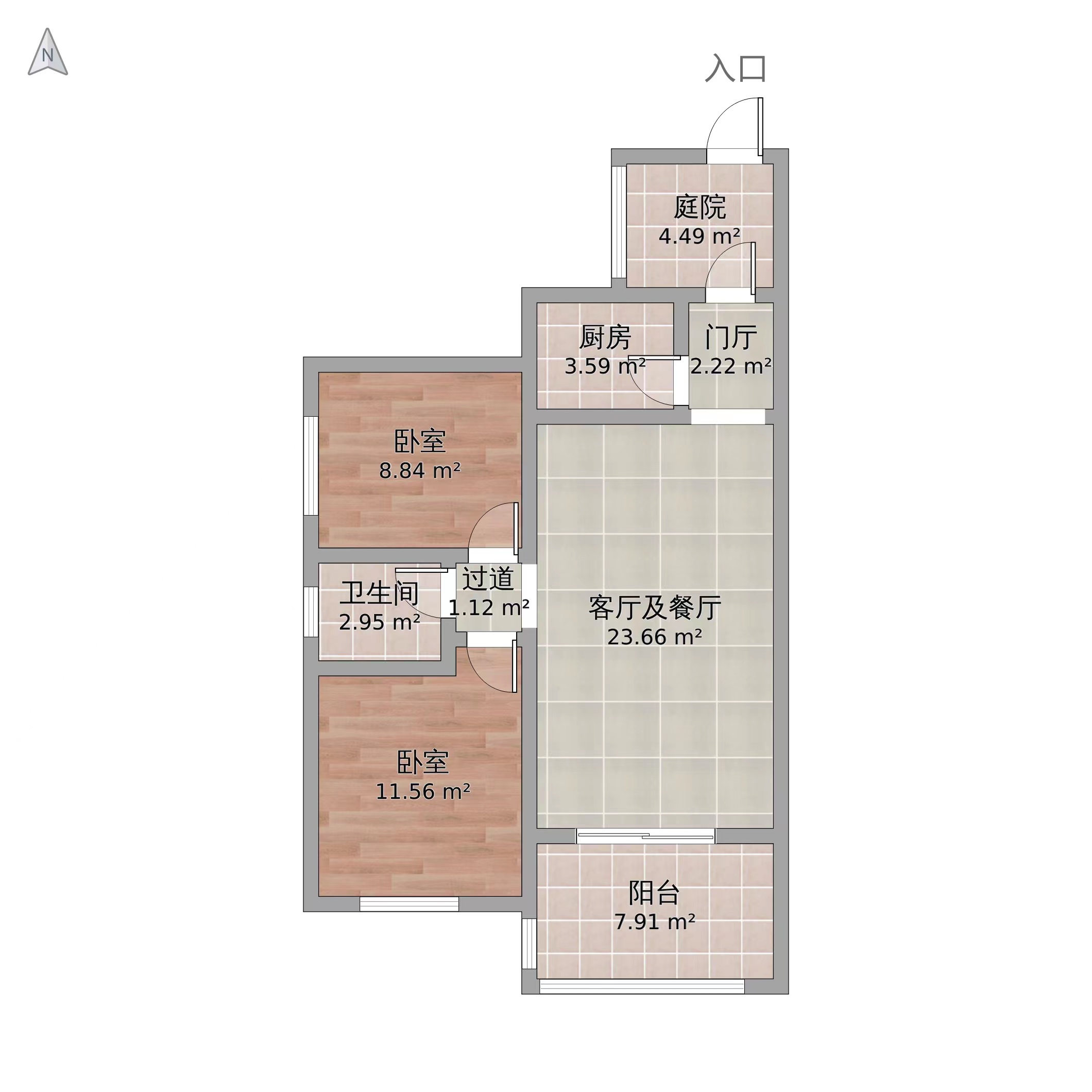 滨江花园  2室2厅1卫   50.00万