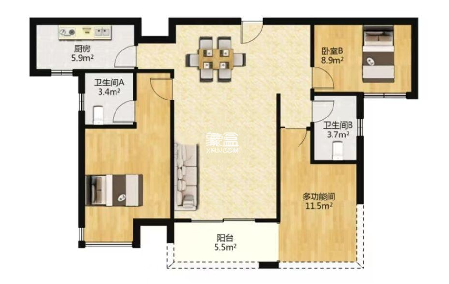 中建江湾壹号  3室2厅1卫   60.00万