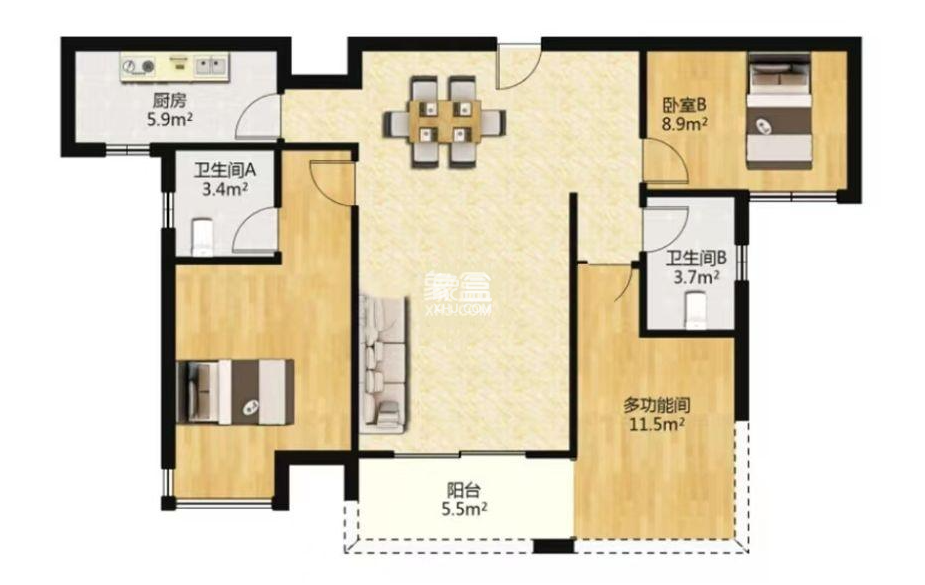 中建江湾壹号  3室2厅1卫   75.00万