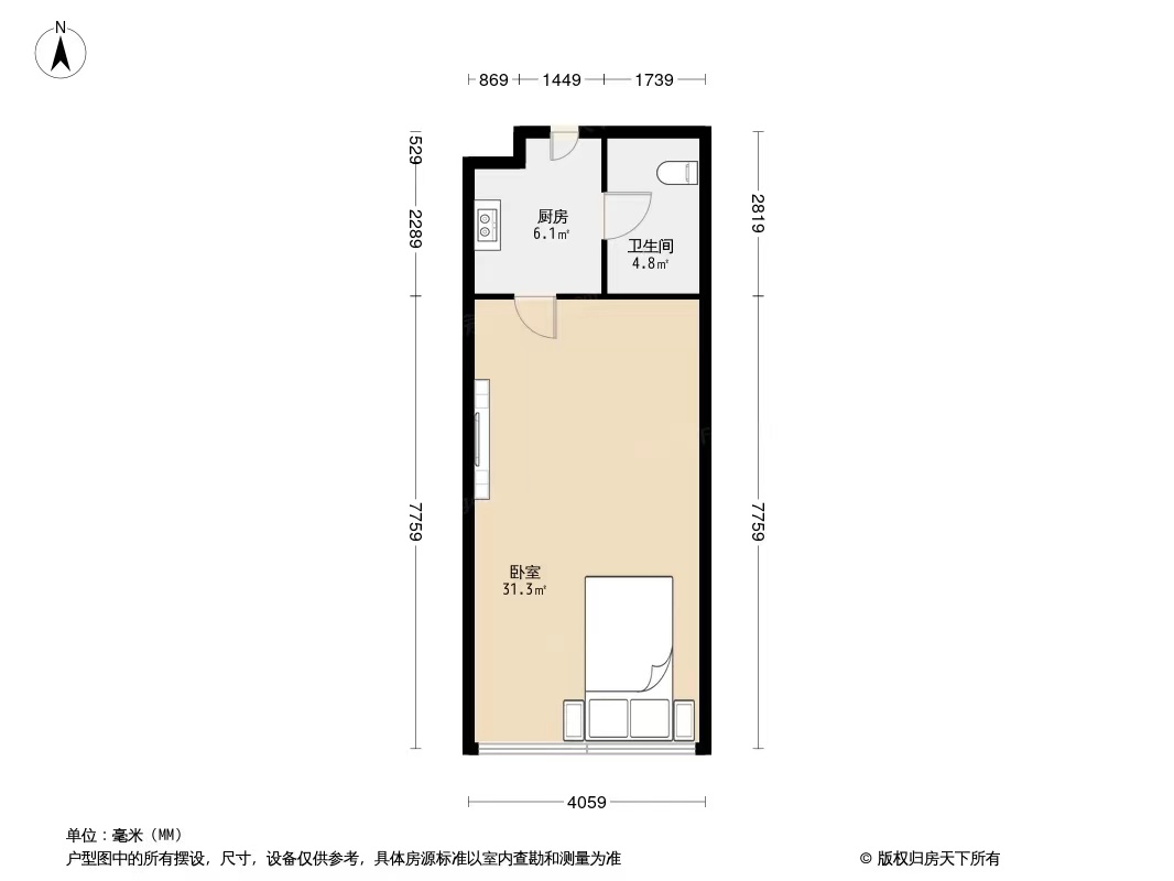 湘江名都  1室1厅1卫   35.00万