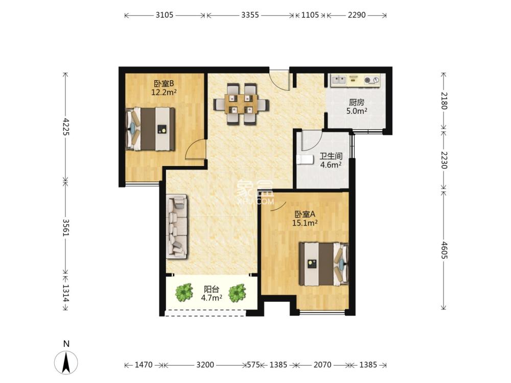 西郡佳园 2室1厅1卫 48.0万 西郡佳园 2室1厅1卫 48.0万室内图
