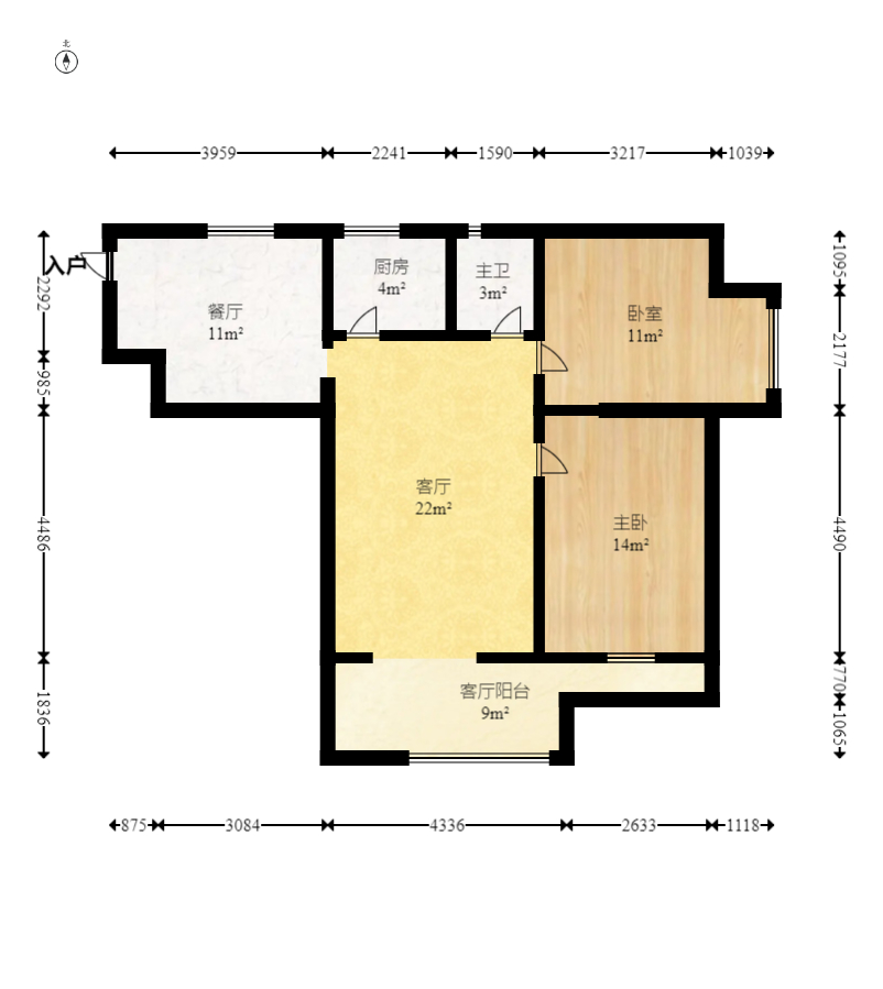 未来现代城 2室2厅1卫 52.8万 未来现代城 2室2厅1卫 52.8万户型图