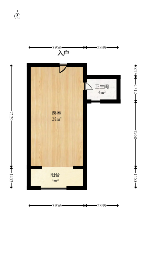 新城新世界一二三期  1室1厅1卫   39.50万室内图1