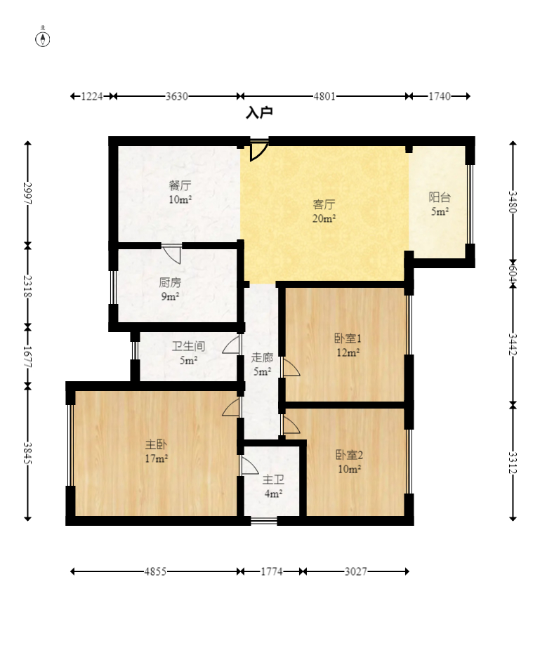 锦璨家园  3室2厅2卫   64.80万室内图1