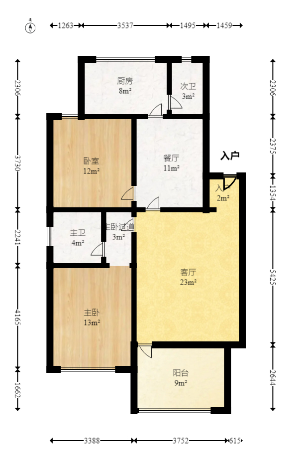 南建公寓  3室2厅2卫    69.0万室内图1